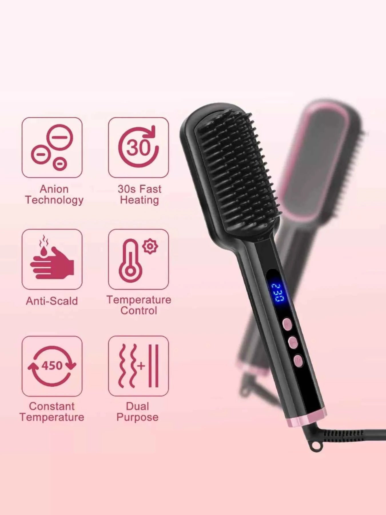 Hair Straightening Comb - Anti-Scald Heated Brush