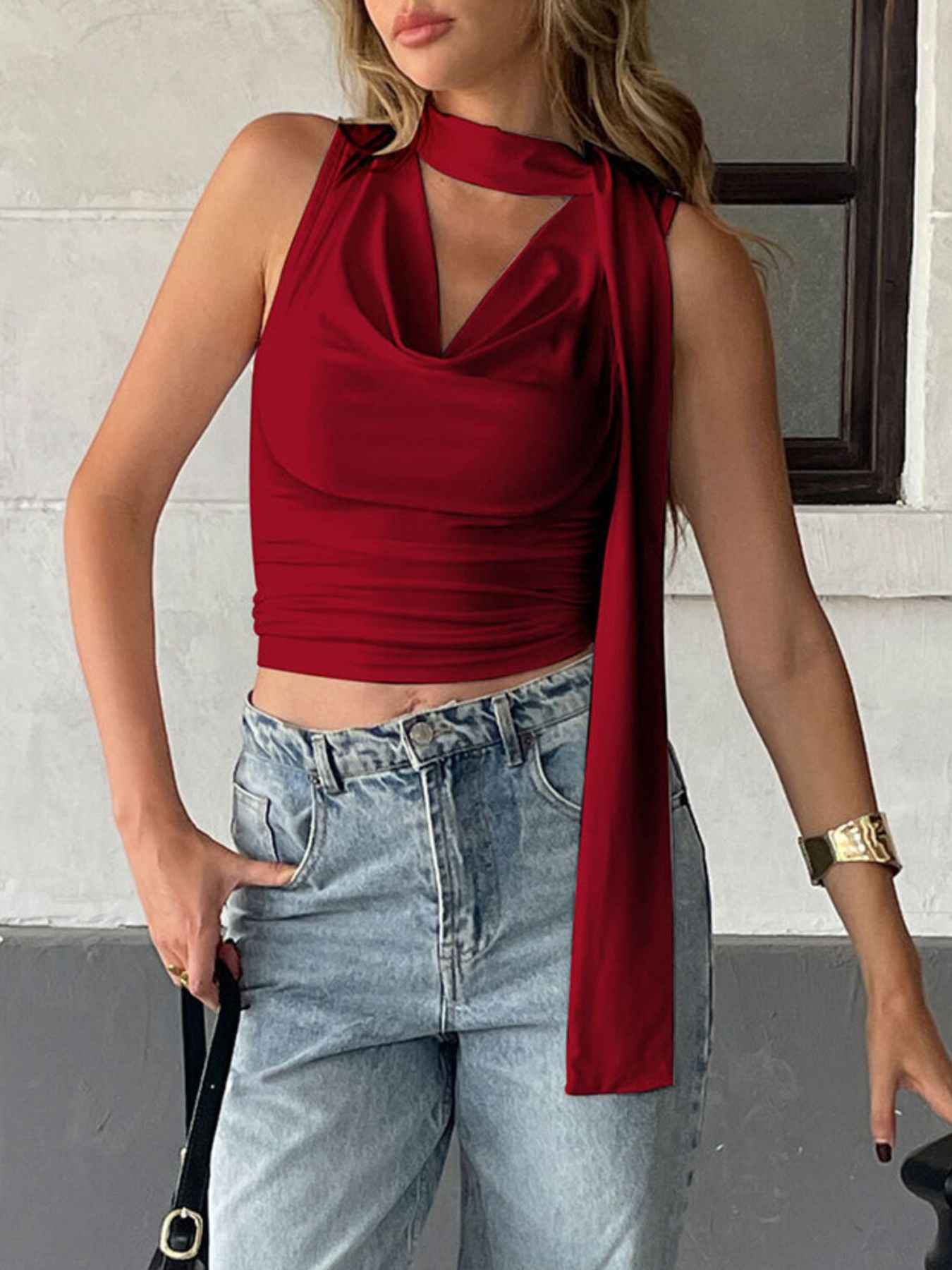 Cowl Neck Ruched Cami