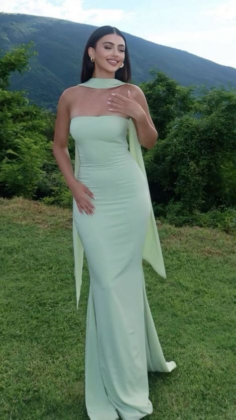 Strapless Ribbon-Trimmed Formal Gown - Fitted Sheath Dress