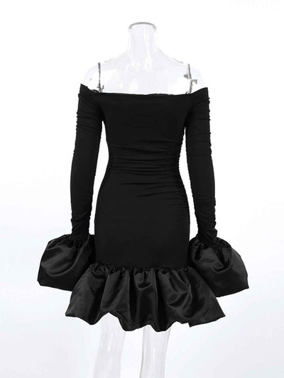 Off-Shoulder Mini Dress - Ruffle Hem Party Style