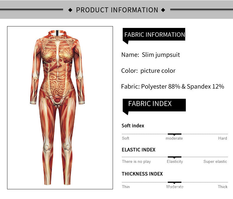 Anatomy Muscle Skeleton Jumpsuit - 3D Print Catsuit