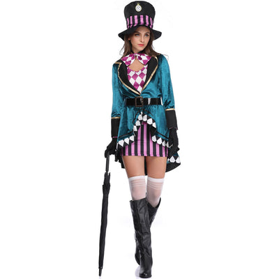 Halloween Mad Hatter Costume Set - Teal Velvet 7-Piece
