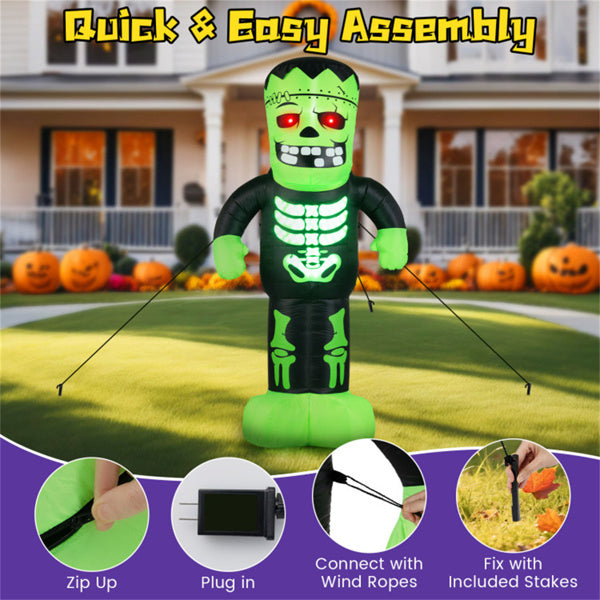 8.4ft Halloween Inflatable Frankenstein - LED Rib Cage Red Eyes