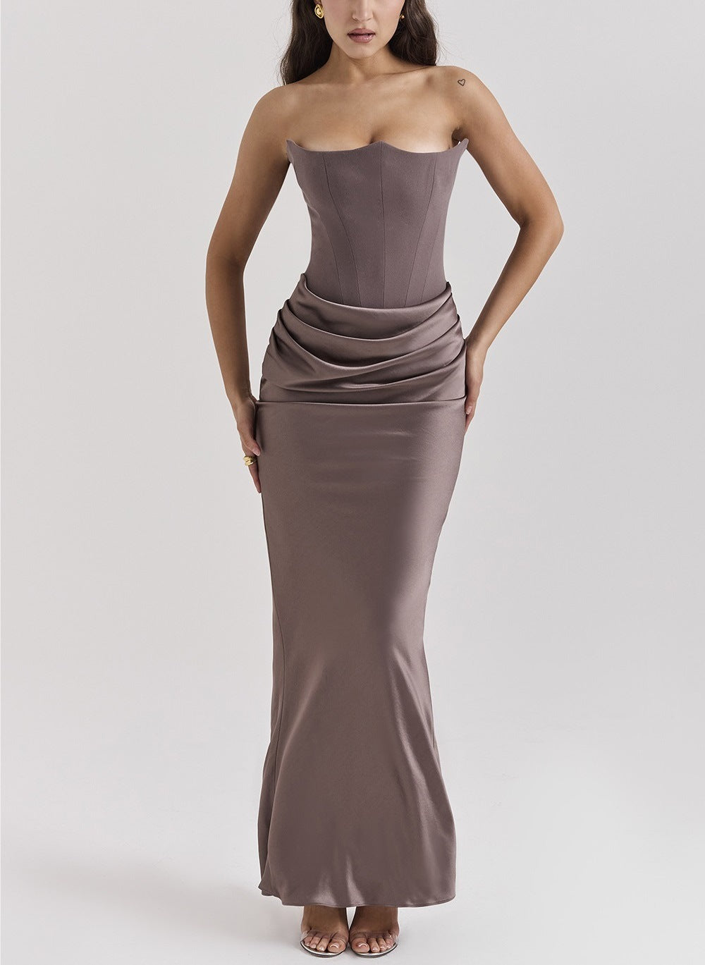 Strapless Ruched Maxi Dress - Sweetheart Evening Gown