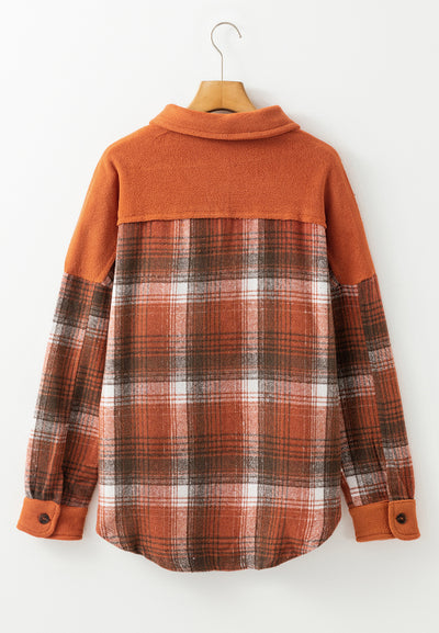 Plaid Long Sleeve Jacket - Unlined Button Up Coat