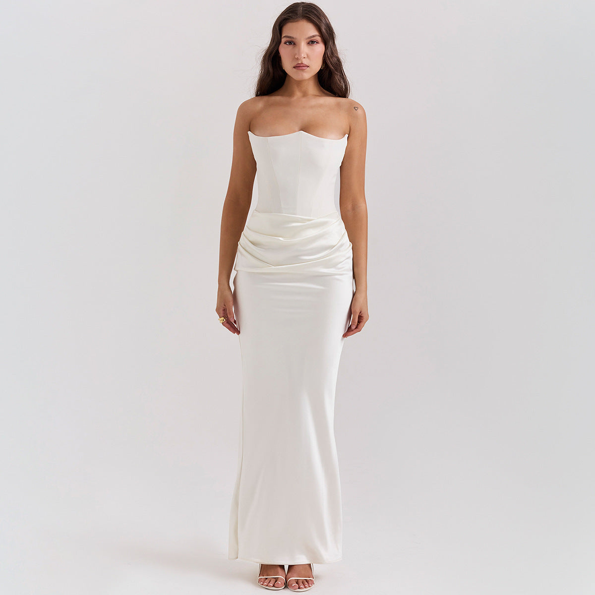 Strapless Ruched Maxi Dress - Sweetheart Evening Gown