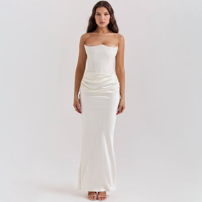 Strapless Ruched Maxi Dress - Sweetheart Evening Gown