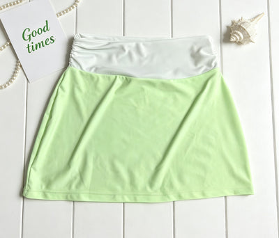 Color Block Halter Bikini Set - 3-Piece Ruched Wrap Skirt Cover