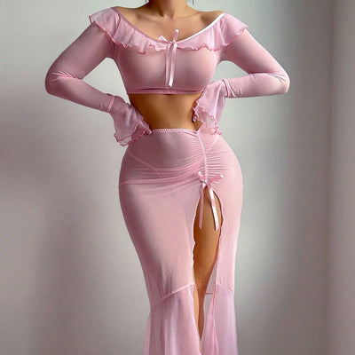 Fashions Envy Mesh Lingerie Set - Sexy Long Sleeve
