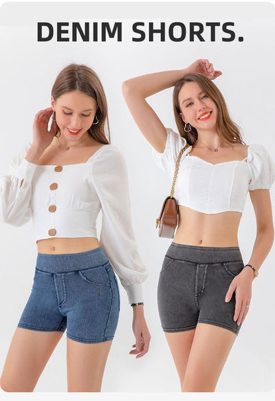 Looks Like Denim, Feels Like Yoga – High-Waist Contour Shorts