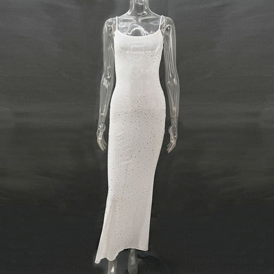 Diamond Mermaid Long Dress - Shiny Suspender Style - Fashions Envy