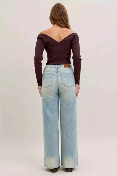 Judy Blue High Waist Column Straight Jeans - Medium Wash