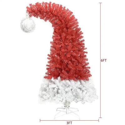 Santa Hat Christmas Tree - 6 FT Pre-Lit Artificial Fir