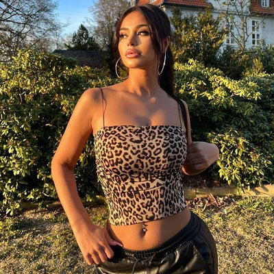 Leopard Print Camisole - Sexy Crop Top Tank