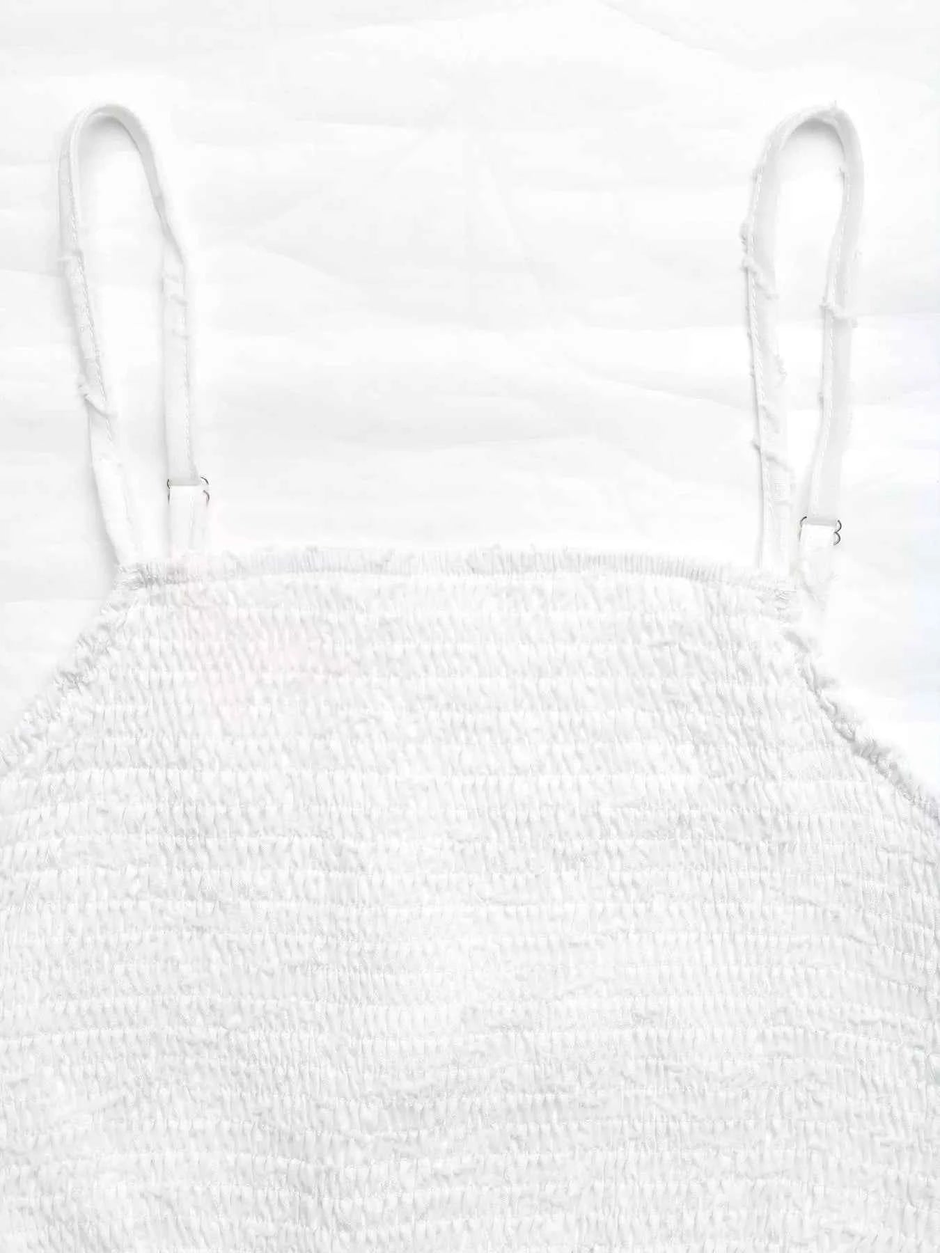 Two Piece Outfit Set - Smocked Crop Top Ruffle Skirt