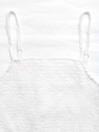 Two Piece Outfit Set - Smocked Crop Top Ruffle Skirt
