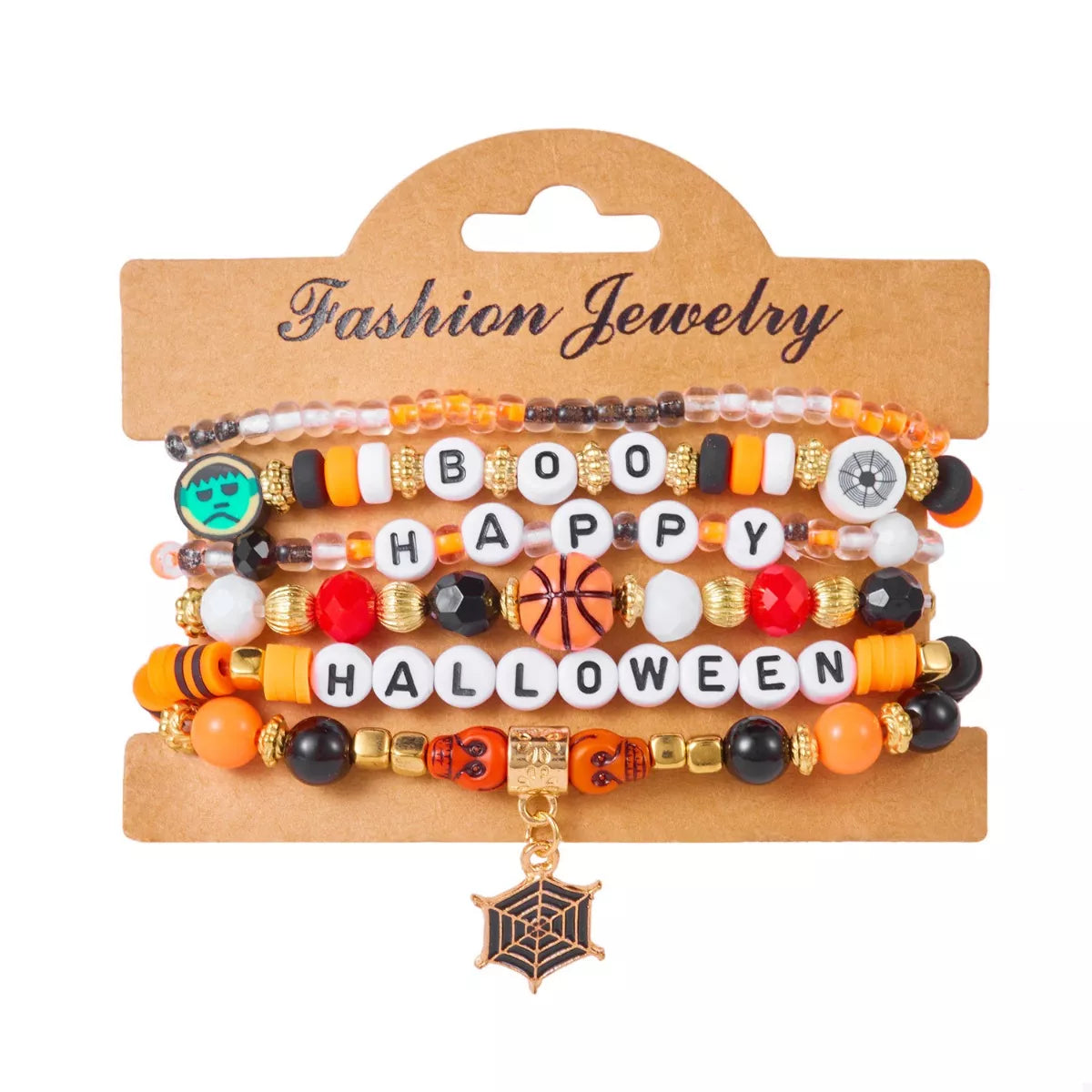 6 Piece Halloween Letter Beaded Bracelet - Fashions Envy