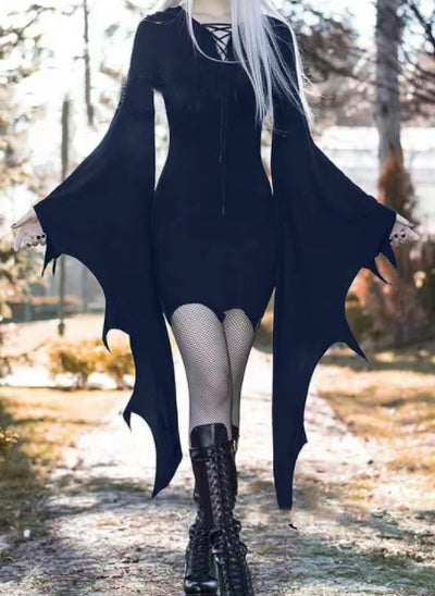 Slim Hooded Nienna Dress Halloween Carnival Party Dress - Cosplay Medieval Forest Elven Elf Pixie Costume