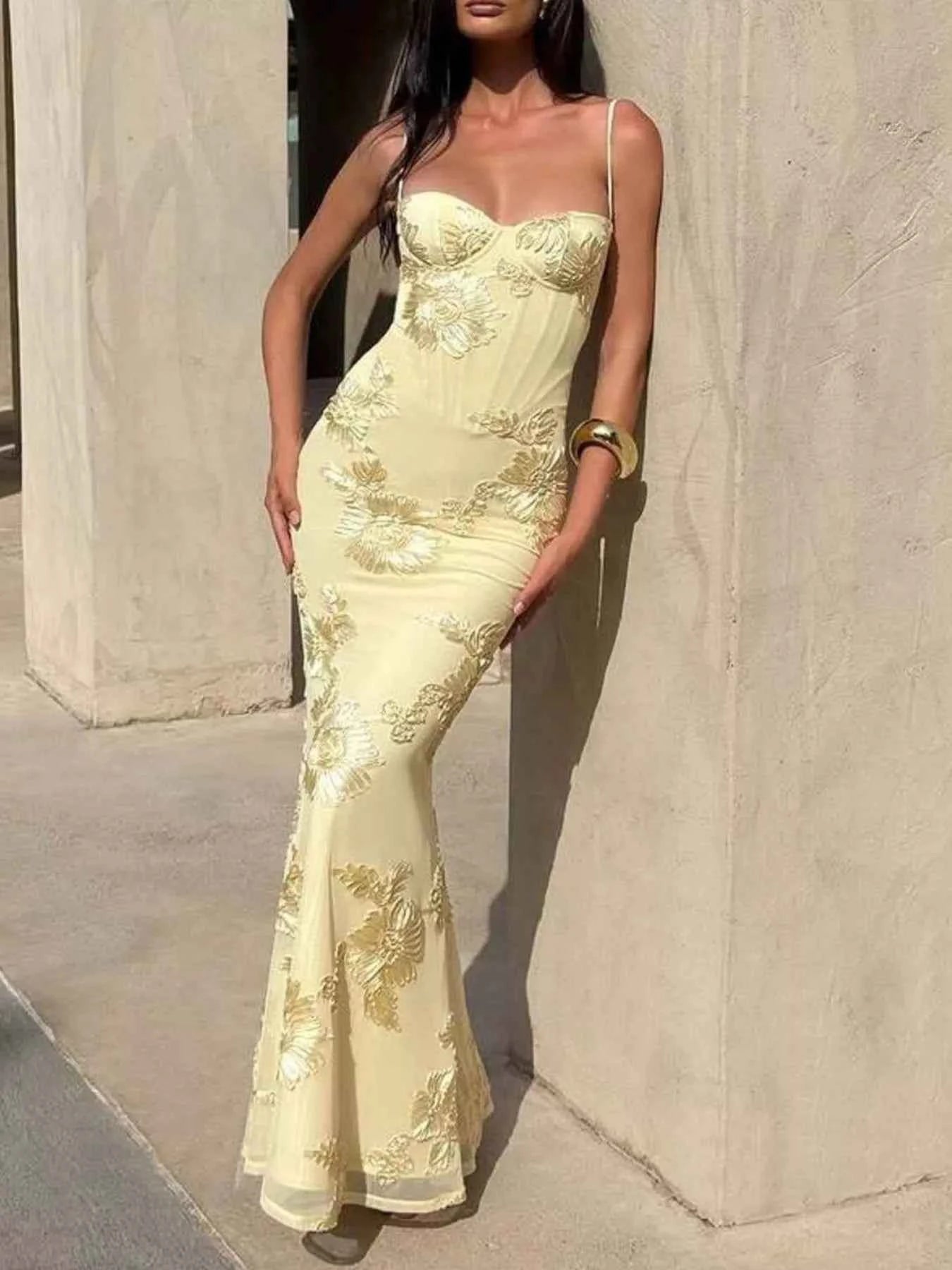 Sweetheart Neck Maxi Dress - Spaghetti Strap Prom Gown