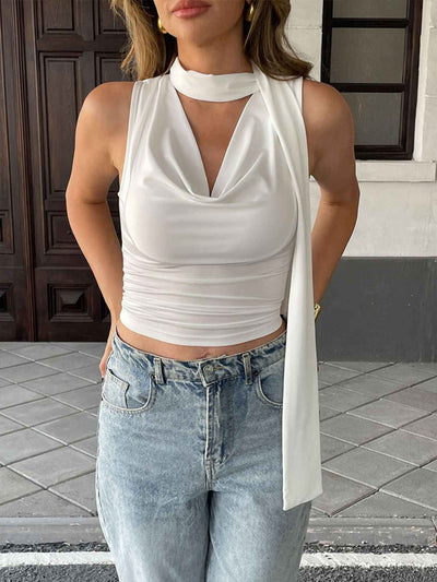 Cowl Neck Ruched Cami