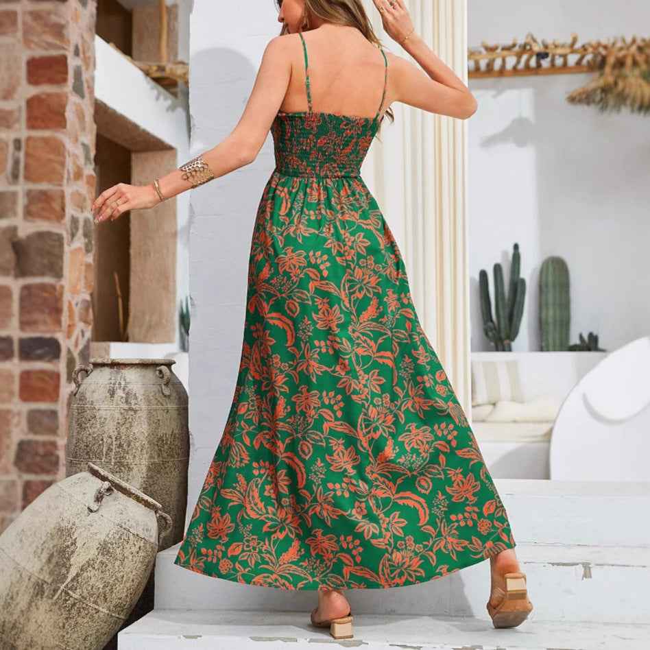 Floral Maxi Dress - Flowy Spaghetti Strap Summer Style