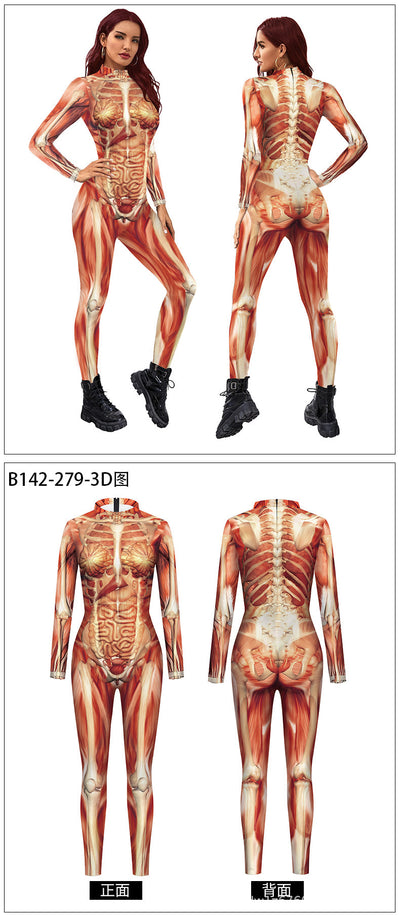 Anatomy Muscle Skeleton Jumpsuit - 3D Print Catsuit