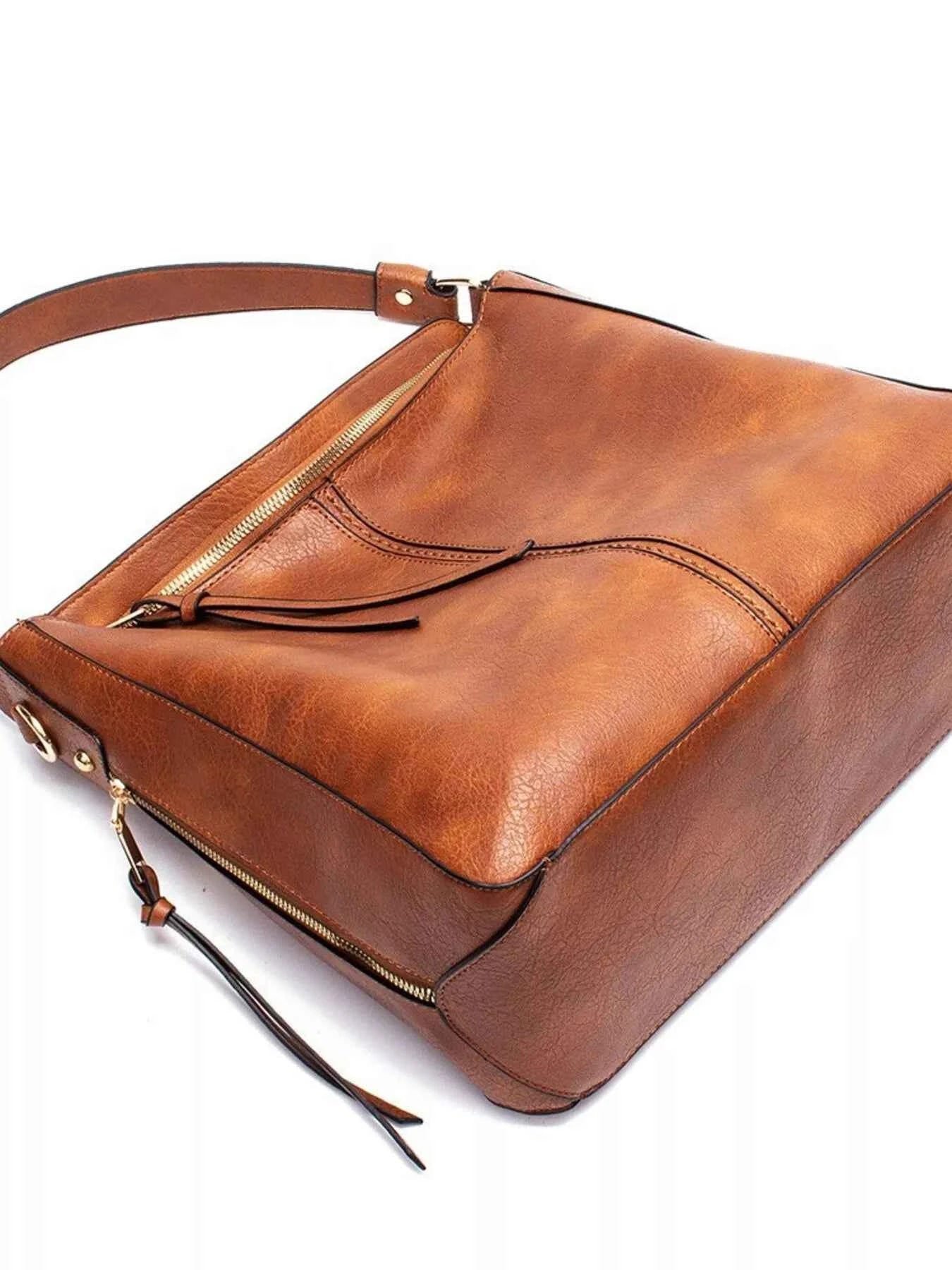 Leather Tote Bag - Medium Classic Handbag - Fashions Envy