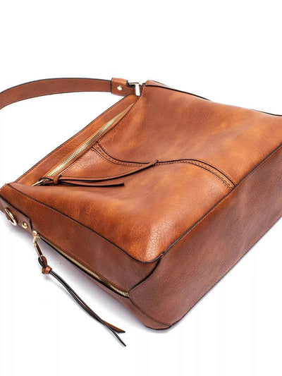 Leather Tote Bag - Medium Classic Handbag - Fashions Envy