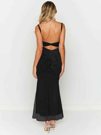 Mesh Pleated Strapless Maxi Dress - High Waist Prom Gown