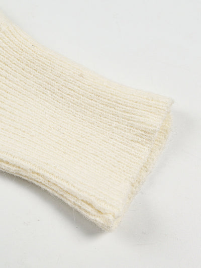 Off Shoulder Knit Sweater - Slouchy Sleeves and Ribbed Hem