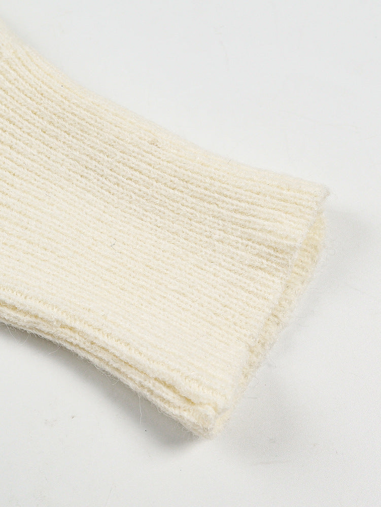 Off Shoulder Knit Sweater - Slouchy Sleeves and Ribbed Hem