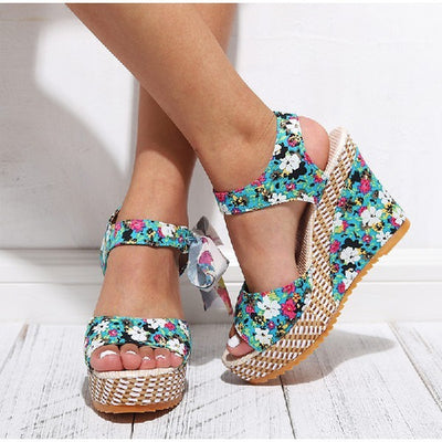 Women's Bohemian High Heel Sandals - Strappy Design - Fashions Envy