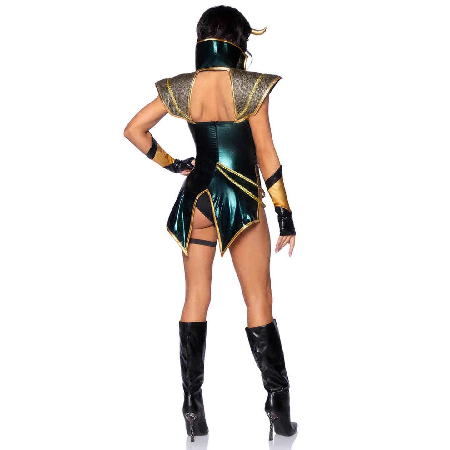 Warrior Goddess Halloween Costume Set - Metallic Bodysuit Armor