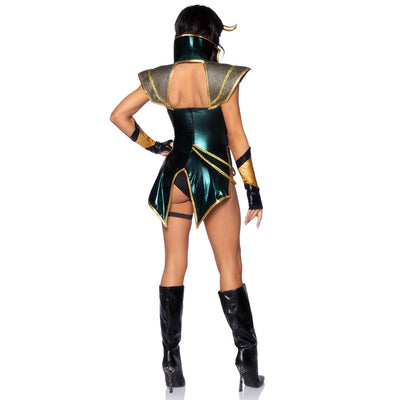 Warrior Goddess Halloween Costume Set - Metallic Bodysuit Armor