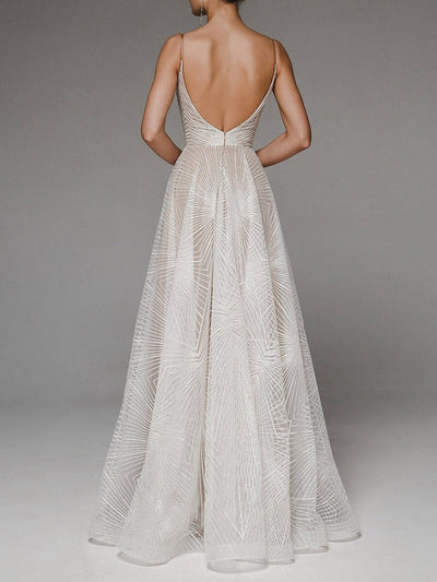 Spaghetti Strap Embroidered Prom Gown - Ball Dress