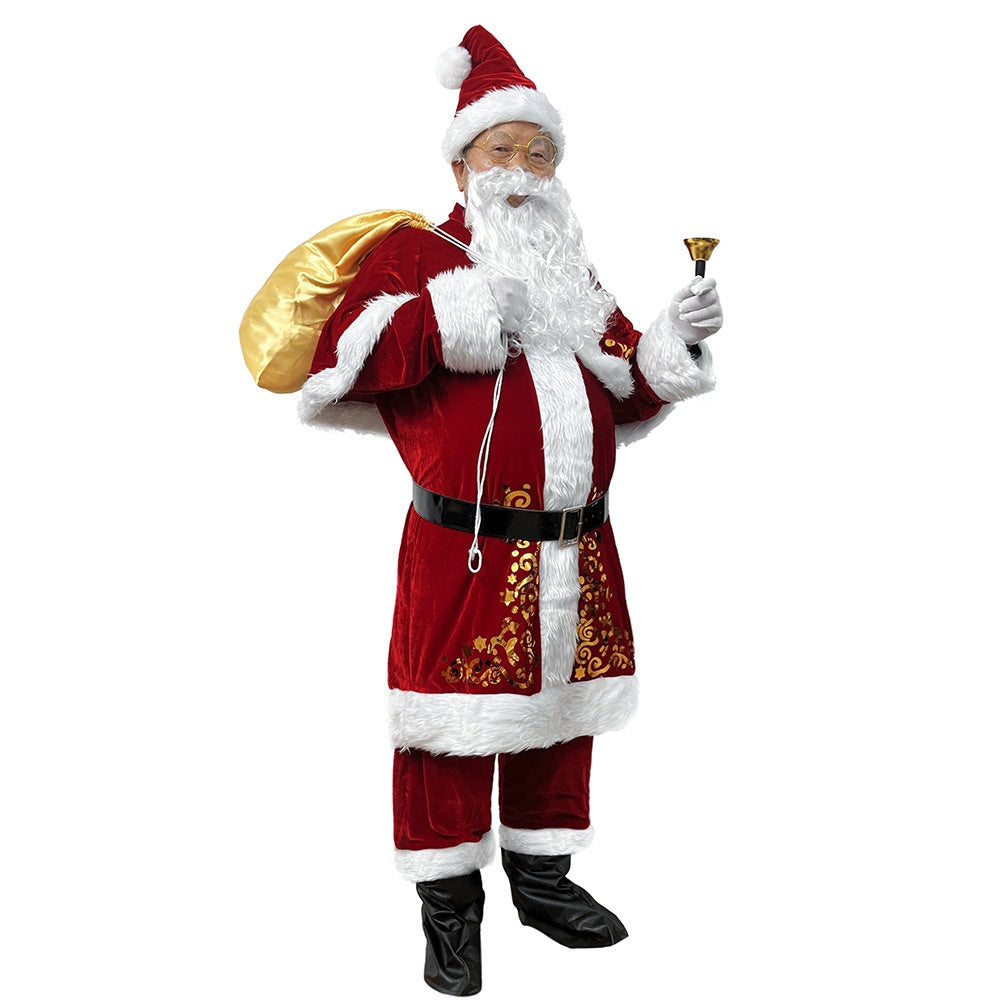 Men's Santa Costume Set - Red Suit and White-Trim Details