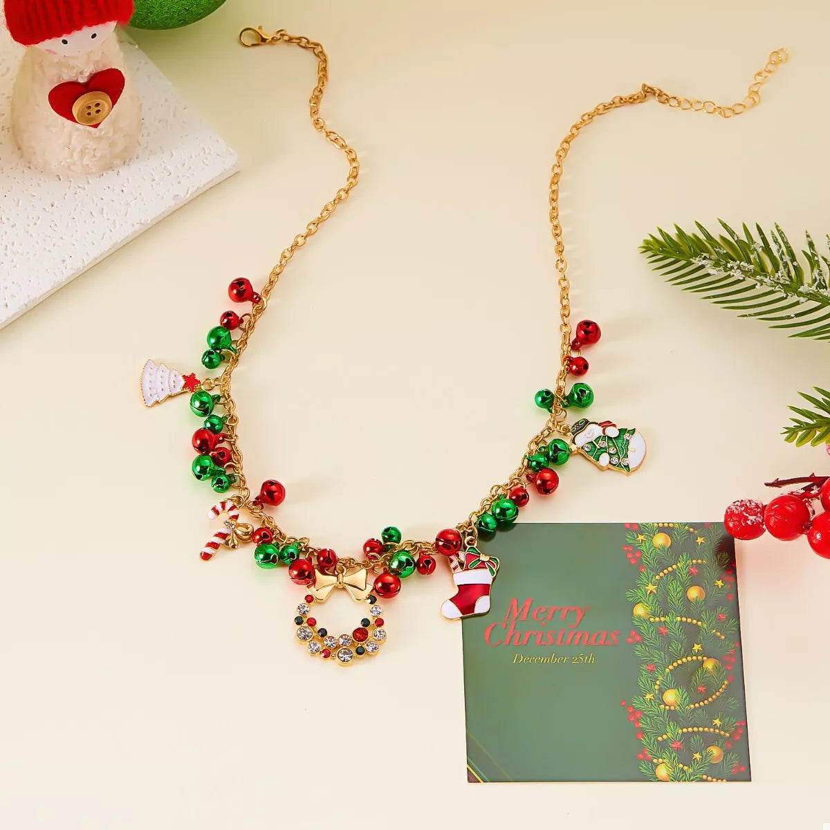 18K Gold-Plated Christmas Charm Necklace - Fashions Envy