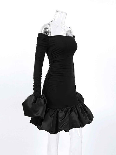 Off-Shoulder Mini Dress - Ruffle Hem Party Style