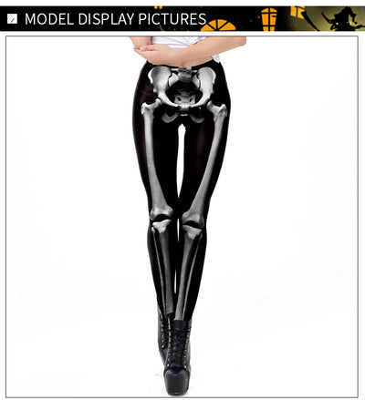 Black Skeleton Bone Leggings - 3D Print High Waist Tights