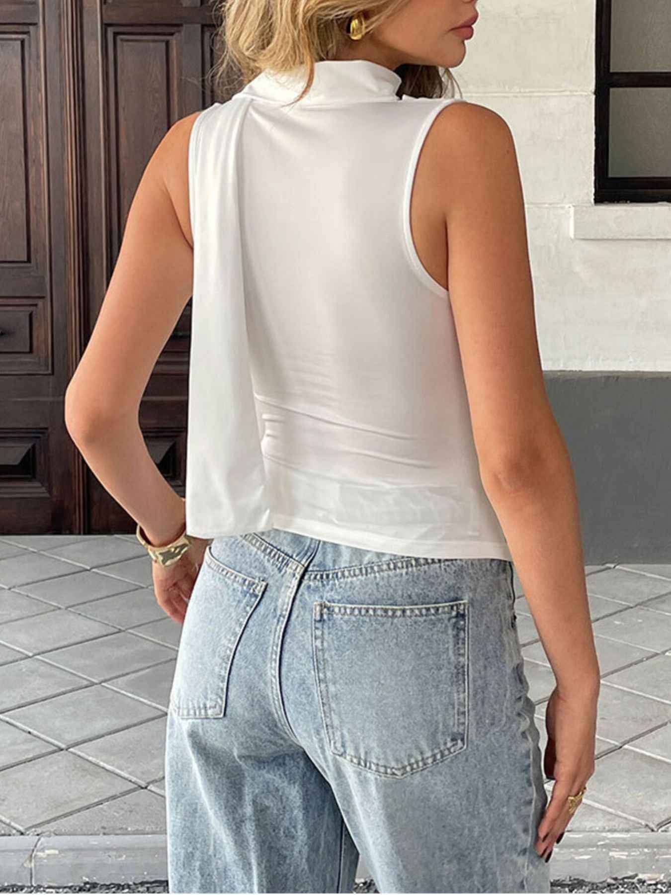 Cowl Neck Ruched Cami