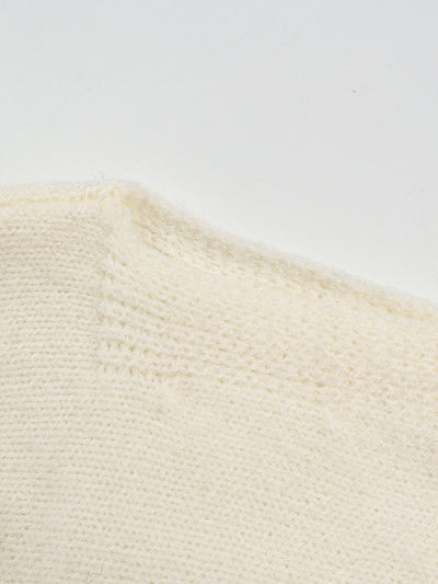 Off Shoulder Knit Sweater - Slouchy Sleeves and Ribbed Hem