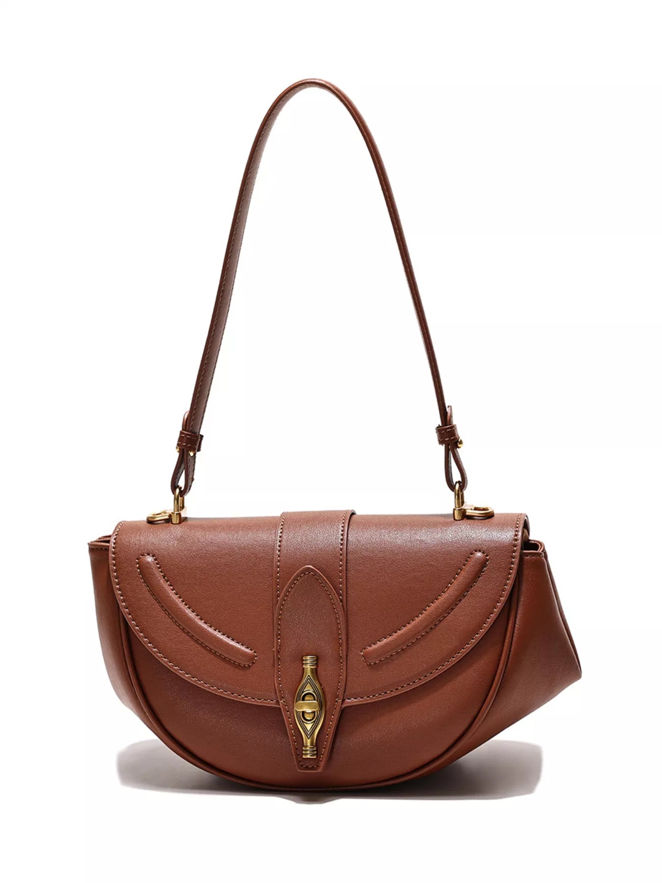Saddle Shoulder Bag - Vintage Leather Small Design - Fashions Envy