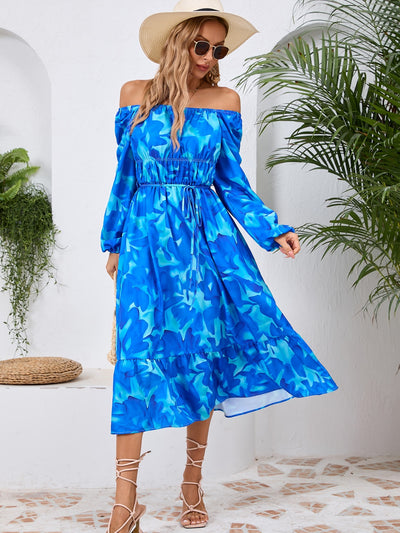 Floral Printed Long Sleeve Midi Dress