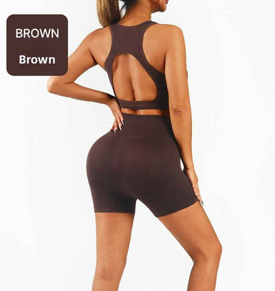 Seamless Workout Set - Padded Sports Bra High Waist Biker Shorts