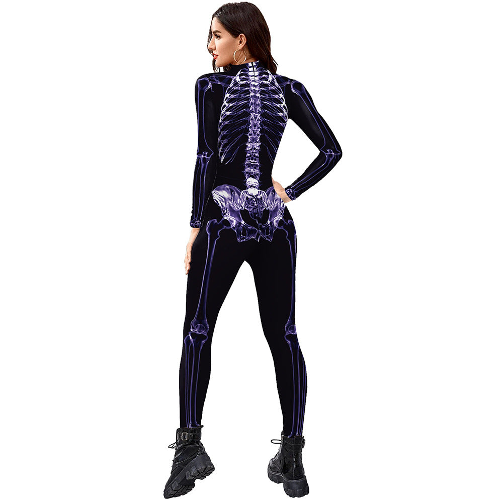 Halloween Skeleton Jumpsuit - 3D Print Full-Body Catsuit