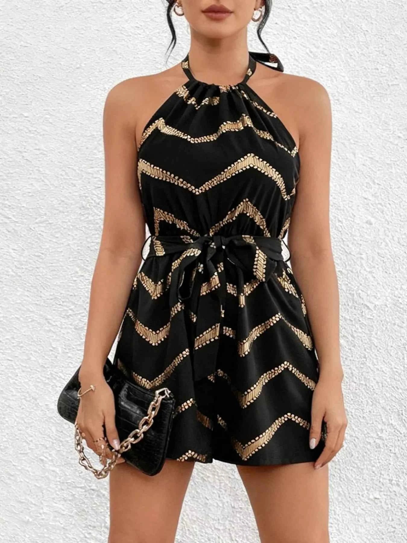 Chevron Halter Neck Romper