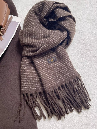 Striped Tassel Scarf - Warm Multicolor Fringe - Fashions Envy