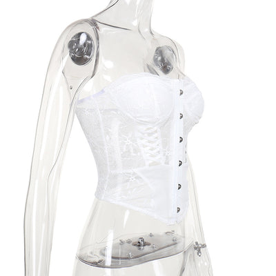 Sweetheart Neck Lace Strapless Bustier Corset Top