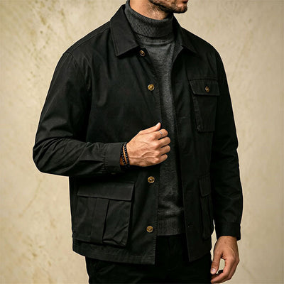 Cross-border Foreign Trade Wholesale Autumn New Men's Jacket Large Size Lapel Multi-pocket Trend All-match Work Coat Men