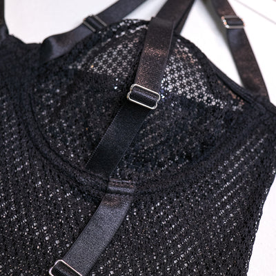 Sexy Lace Bodysuit with Choker - Slim Fit and Steel Ring Support